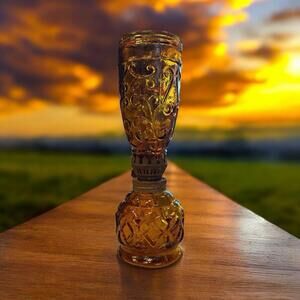 Sail Boat Miniature Amber Oil Lamp Hong Kong 8.25" Vintage